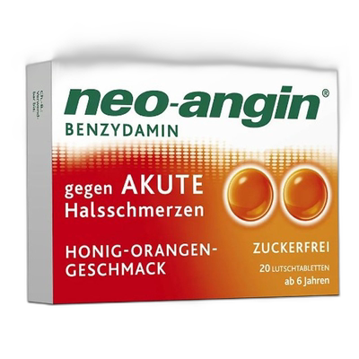 欧洲直邮NEO ANGIN咽喉肿痛消炎止痛含片 蜂蜜橘子味20粒