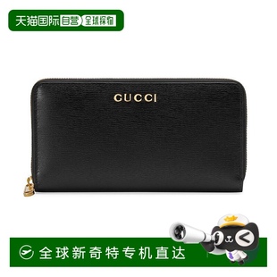女士黑色金标全拉链皮革钱包 自营 GUCCI 古驰 23新款
