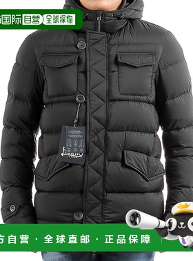 香港直邮Herno 木炭黑色盖袋绗缝羽绒服 PI004ULE19288 高端流行