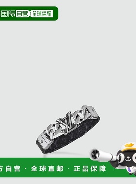 自营1h可退 欧洲直邮LV/路易威登 男士银色/黑色金属/皮革手链新