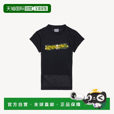 自营欧洲直邮Balenciaga巴黎世家 Messy Spray女士黑色棉质短款T