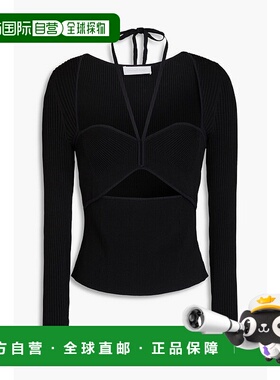 1h可退 香港直邮Simkhai 女士 剪口罗纹针织上衣 JS2170KBLACK