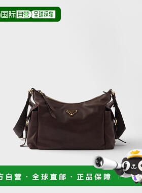 自营欧洲直邮Prada普拉达 Explore系列女士赭石色羔羊皮拉链开合