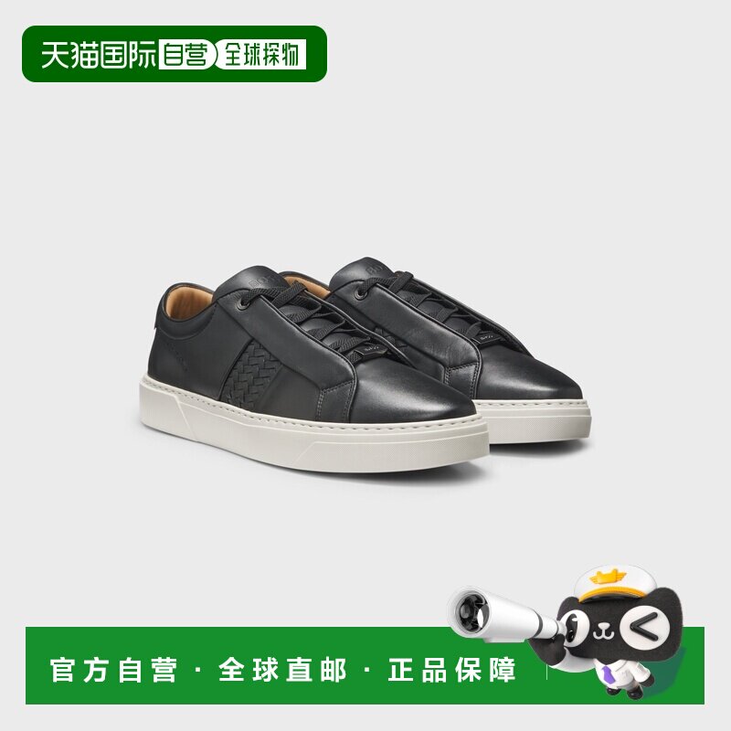 自营欧洲直邮Hugo Boss 男士黑色牛皮标志logo扣环运动鞋男鞋