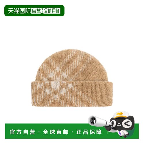 香港直邮Burberry 巴宝莉 女士 驼色 Check Mohair Wool Blend 毛