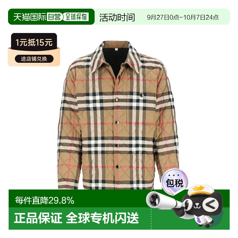 欧洲直邮Burberry/博柏利经典格纹Logo时尚棉服夹克外套 送礼推荐