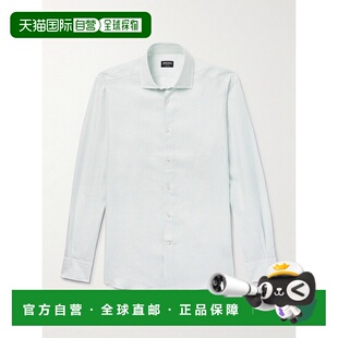 条纹亚麻衬衫 1h可退 UFX27A9SR Oasi 男士 Zegna 杰尼亚