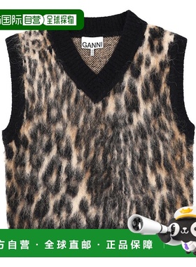 1h可退 香港直邮GANNI 甘尼 女士 V領豹紋針織背心 K2663