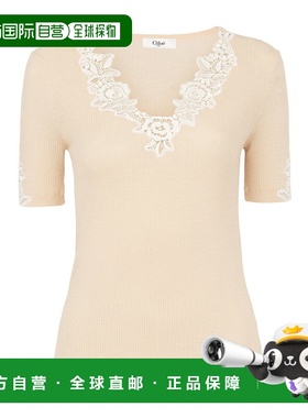香港直邮Chloe 蕾丝羊毛针织上衣针织衫 CH25UMP10615