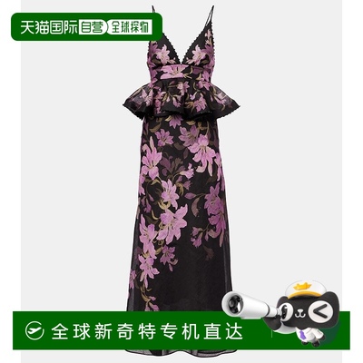 1h可退 香港直邮ZIMMERMANN 女士 Dawning 花朵亚麻真丝礼服