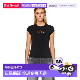 短袖 时尚 T恤A062 香港直邮Diesel女士黑色圆领内搭镂空修身 1h可退