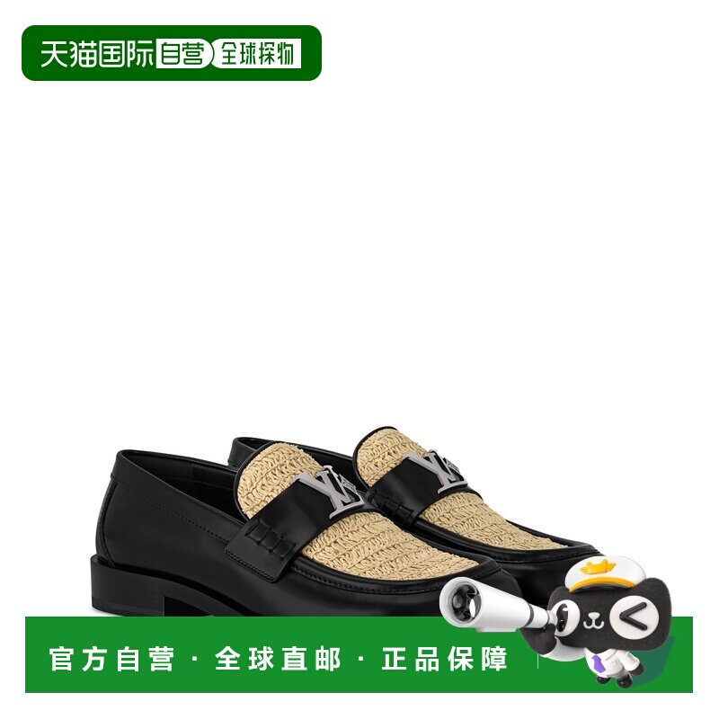 自营欧洲直邮LV路易威登 Scala男士黑色皮革LOGO标识乐福鞋皮鞋