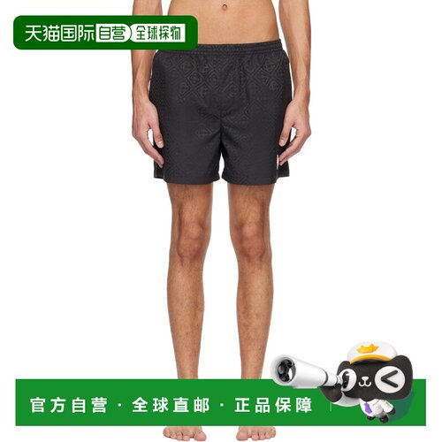 1h可退 香港直邮Casablanca 男士 黑色提花泳裤 MSP26TR22402短裤