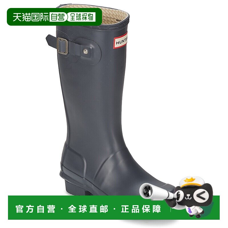 欧洲直邮hunter 儿童蓝色橡胶户外防水防滑露营踩水长筒时尚雨靴图片