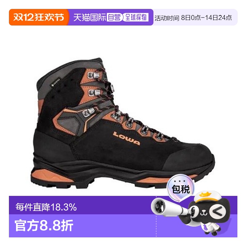 自营欧洲直邮LOWA CAMINO EVO GTX男士黑色/橙色防水科技面料徒步