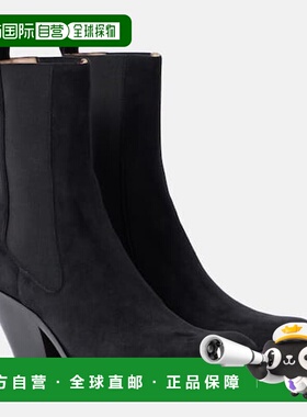 1h可退 香港直邮KHAITE 女士 Austin 60 绒面革短靴 black黑色 舒