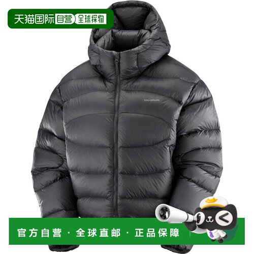 自营欧洲直邮Salomon Outline女士黑色聚酰胺连帽羽绒服鹅绒