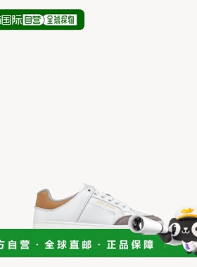 自营欧洲直邮YSL圣罗兰 SL/61系列女士白色/棕金色小牛皮低帮系带