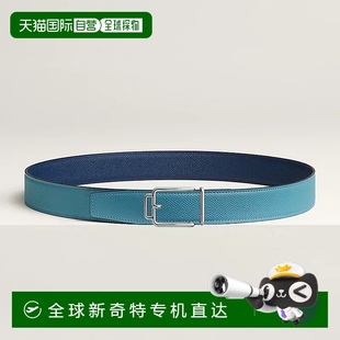 牛仔蓝 1h可退 男士 欧洲直邮Hermes 海军蓝小牛皮腰带32mm 爱马仕