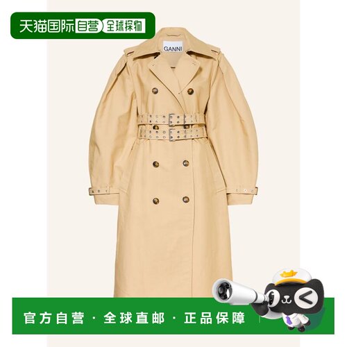 1h可退 香港直邮GANNI 女士大衣 100314018512000 CO 驼色 Trench