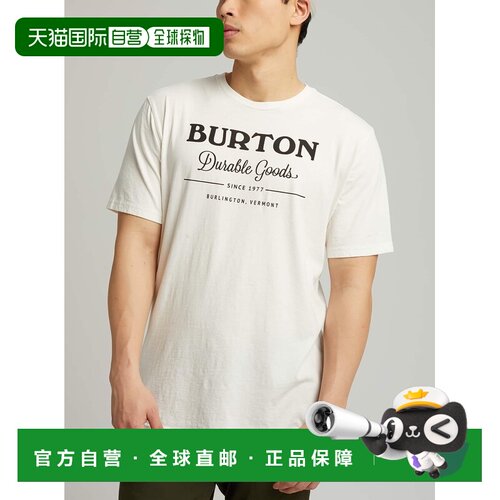 自营欧洲直邮Burton伯顿 Durable Goods男士白色棉质印花短袖T恤