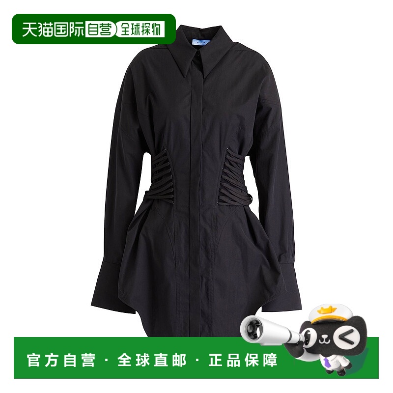 香港直邮Mugler 穆勒 女士 衬衫式连衣裙 black黑色 舒适时尚