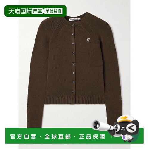 1h可退 Acne Studios 艾克妮 女士 刺绣有机棉混纺针织开通勤开衫