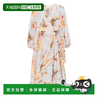 1h可退 ZIMMERMANN 女士 Ascension 印花棉质荷叶边连衣连衣裙