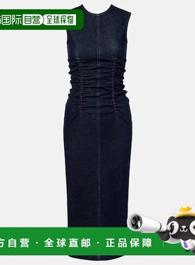 1h可退 香港直邮Sportmax 斯宝麦斯 女士 Voto 褶皱牛仔中长连衣