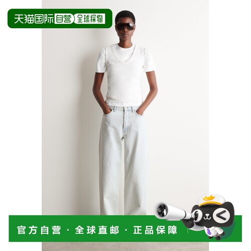自营欧洲直邮COS Facade女士棉质直筒牛仔裤浅蓝色直筒裤