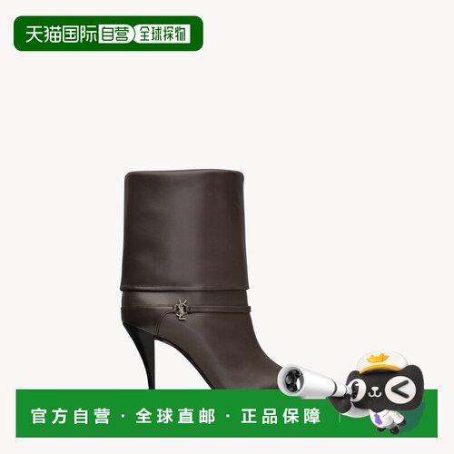 自营欧洲直邮YSL圣罗兰 Niki系列女士鹰棕色小羊皮尖头靴子短靴