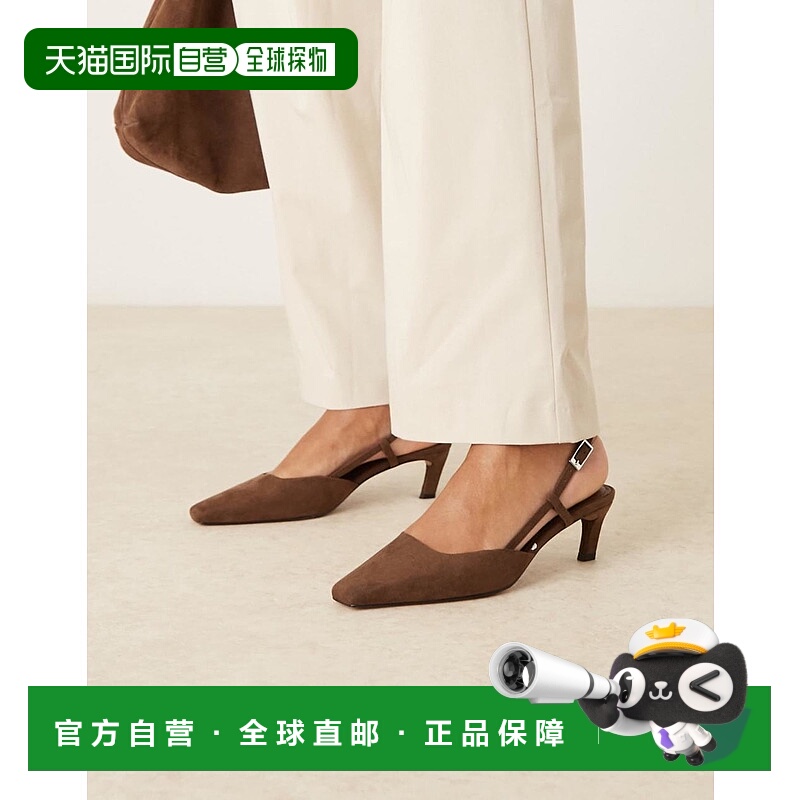 香港直邮ASOS 女士 Shadow chisel suedette 设计宽版鞋头露跟巧