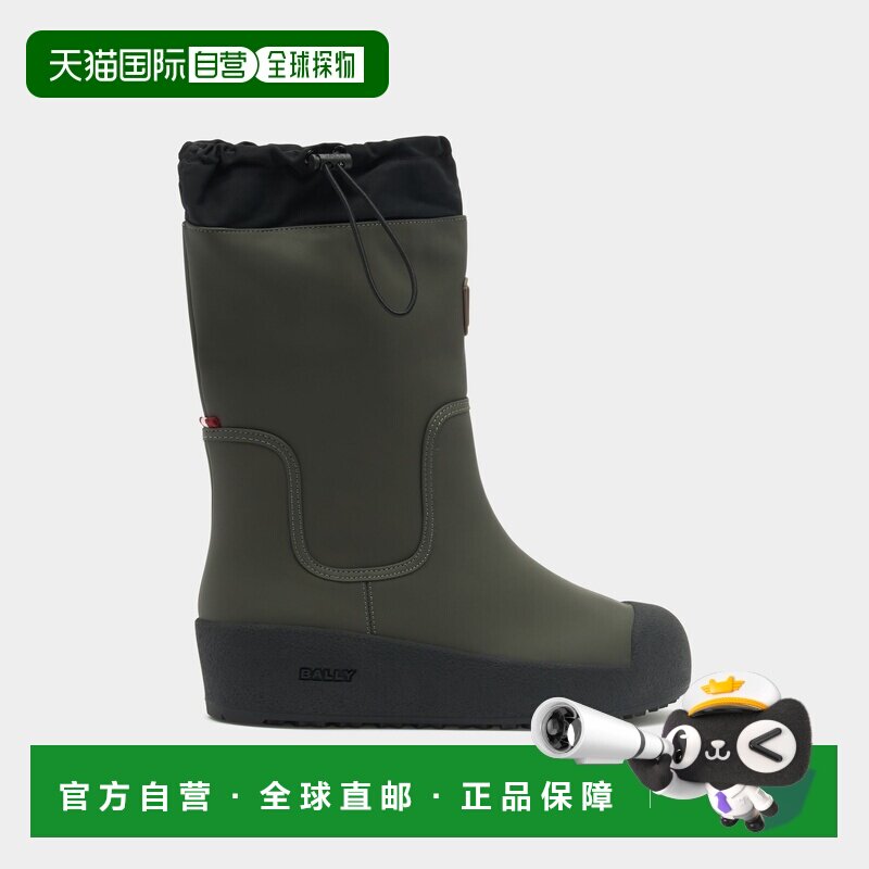 自营欧洲直邮Bally巴利 Bally Curling女士军绿色/黑色皮革长靴