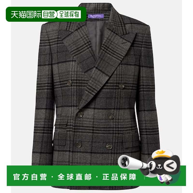 1h可退 香港直邮ralph lauren 拉尔夫劳伦 女士 Kent 格纹双排扣,男装,夹克,淘宝优惠券,粉丝福利购,淘宝优惠卷