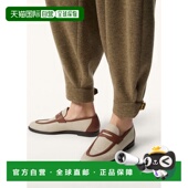 自营欧洲直邮Loro 棕色棉一脚蹬乐福鞋 Piana 女士灰色