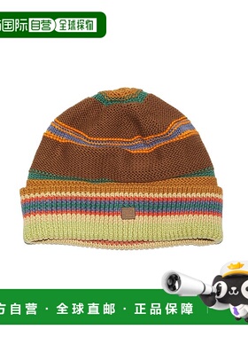 欧洲直邮ACNE STUDIO 23新款 男女同款棕色纯棉条纹针织毛线帽