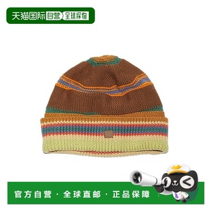 欧洲直邮ACNE STUDIO 23新款 男女同款棕色纯棉条纹针织毛线帽