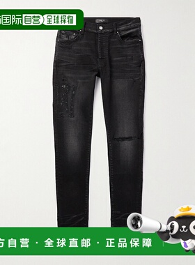 1h可退 香港直邮AMIRI 男士 修身磨破牛仔裤 PS23MDS007 black黑