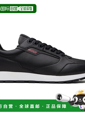 香港直邮boss 雨果 男士 黑色 Grained Faux-Leather 运动鞋 5055