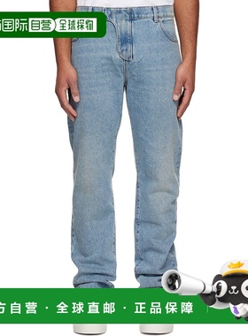 香港直邮Balmain 巴尔曼 男士 蓝色 Regular-Fit 牛仔裤 FH1MI083