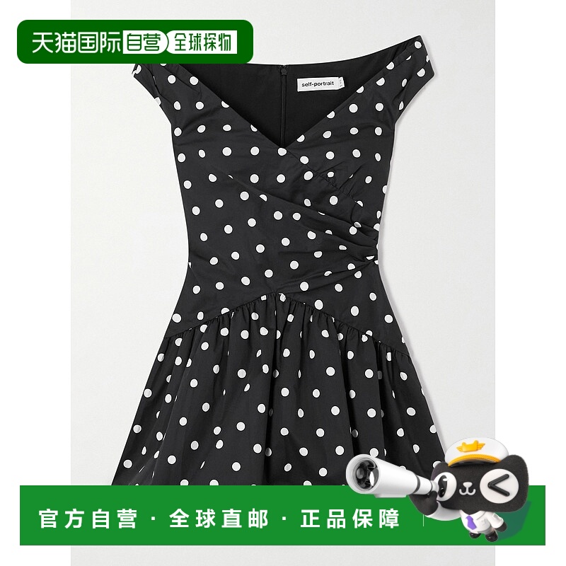 香港直邮Self-Portrait 女士 露肩波尔卡圆点棉质迷你连衣裙 RS26