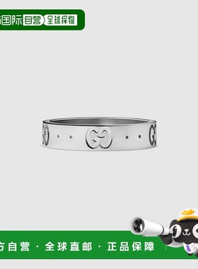 自营欧洲直邮Gucci古驰Thin Icon 18系列女士白金克拉戒指配饰