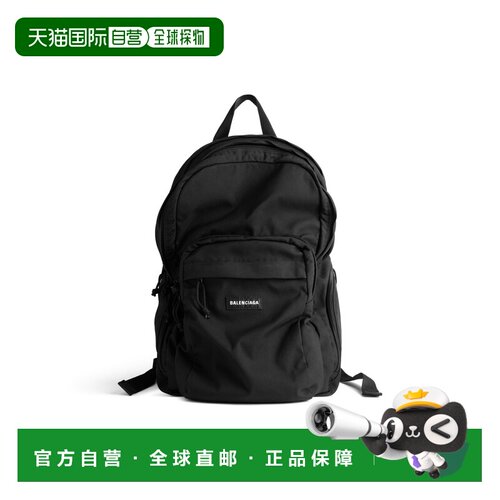 自营欧洲直邮Balenciaga巴黎世家 Explorer男士黑色logo标识双肩