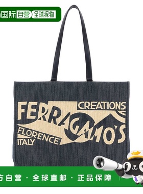 香港直邮Salvatore Ferragamo 菲拉格慕 女士 TT Sign 蓝色牛仔布