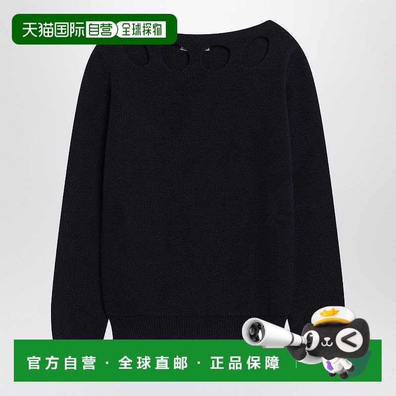 香港直邮Prada 普拉达 女士 DETAILS 蓝色棉质几何图案毛衣 P24P2