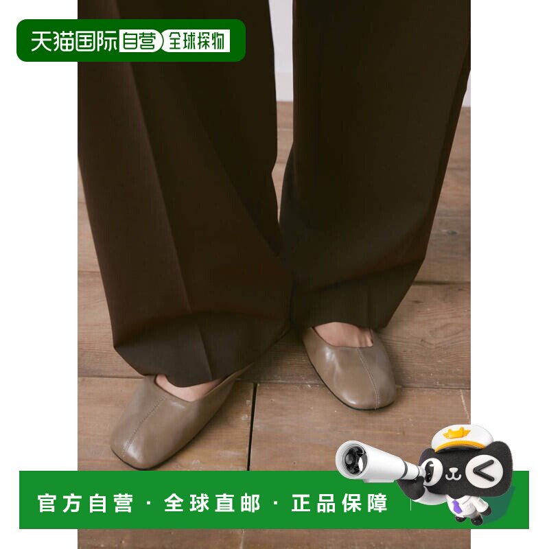 自营欧洲直邮MANGO 女士奶茶棕皮革芭蕾舞鞋一脚蹬平底鞋单鞋图片