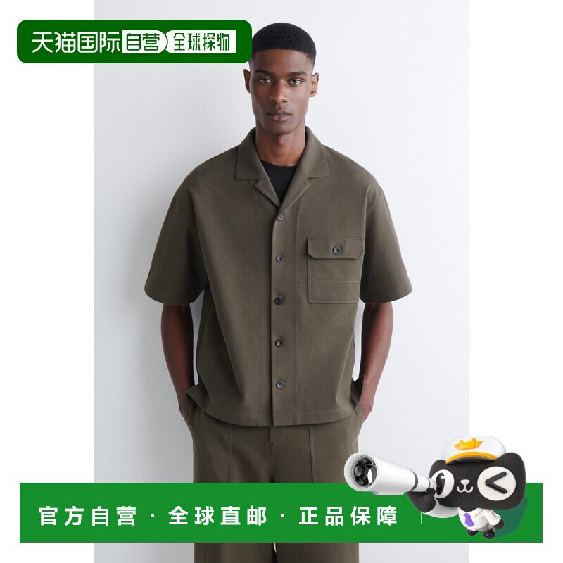 自营欧洲直邮COS 男士棕色棉质工装风短袖衬衫男装图片