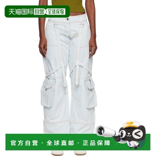 香港直邮off 牛仔裤 white 蓝色工装 OWYB01JF25DEN00 女士 1h可退