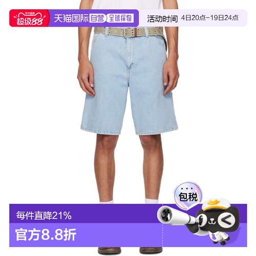1h可退 香港直邮CARHARTT WIP 男士 蓝色 Single Knee 牛仔短裤 I