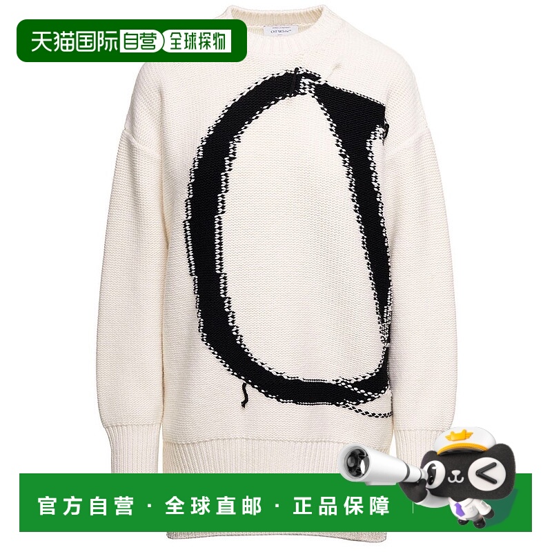 1h可退 香港直邮Off-white 女士 灰白色標誌嵌花圓領套頭衫 0410